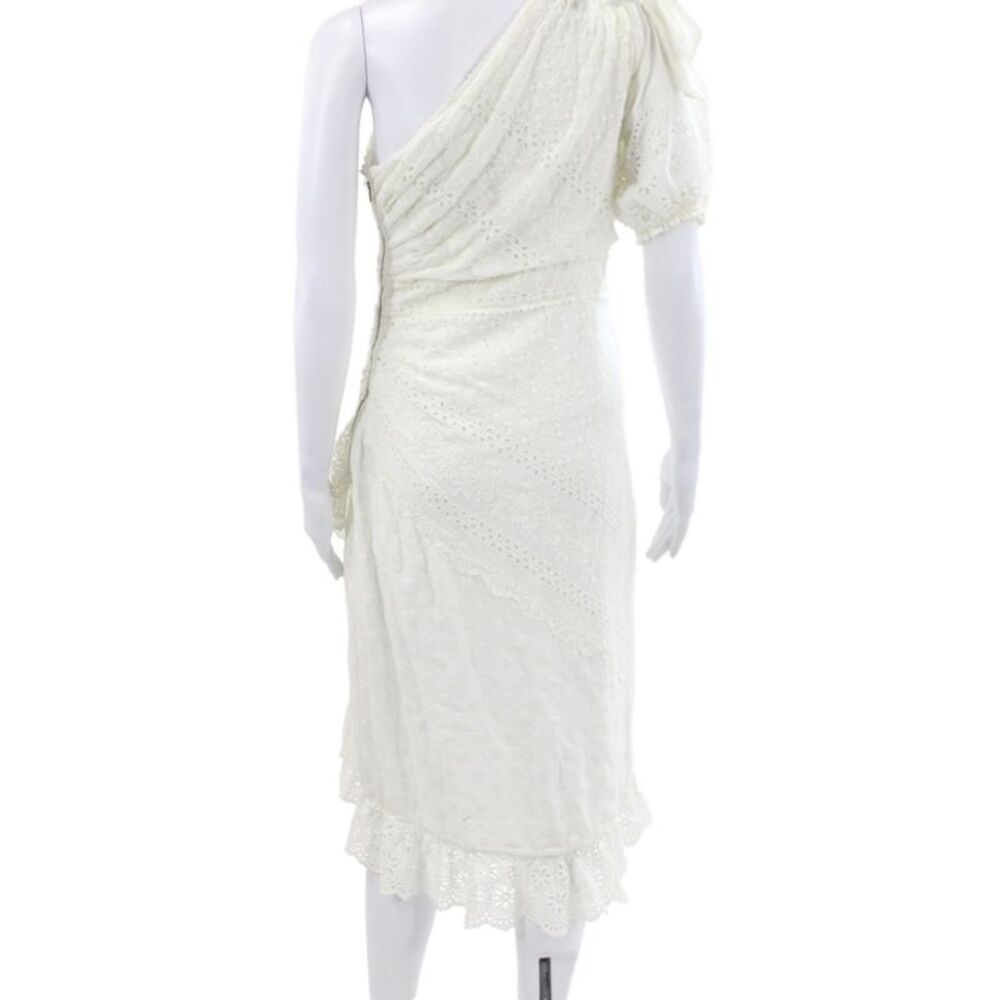 Ulla Johnson Women Wrap Dress White One Shoulder Midi Cotton Size 2 - Picture 3 of 7